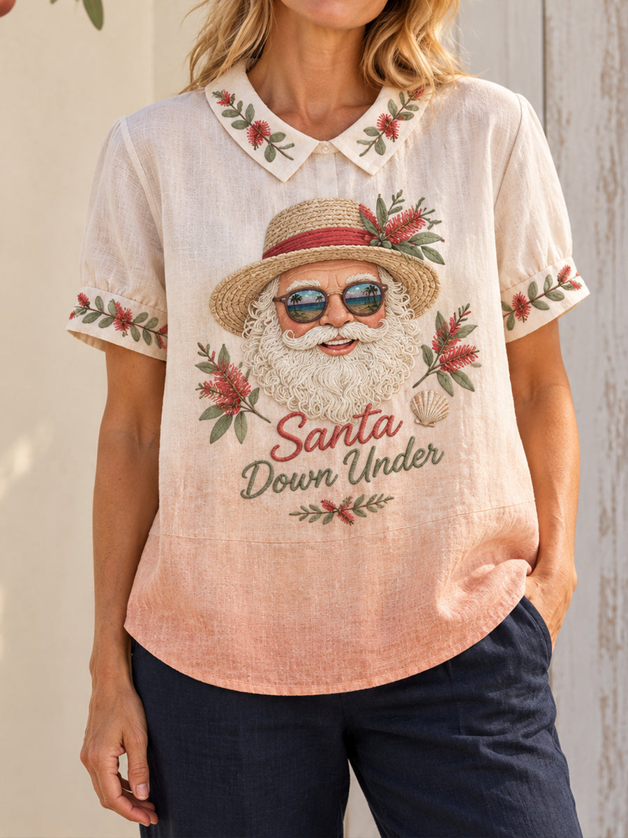Women's AU Christmas Art Printed Casual Tops