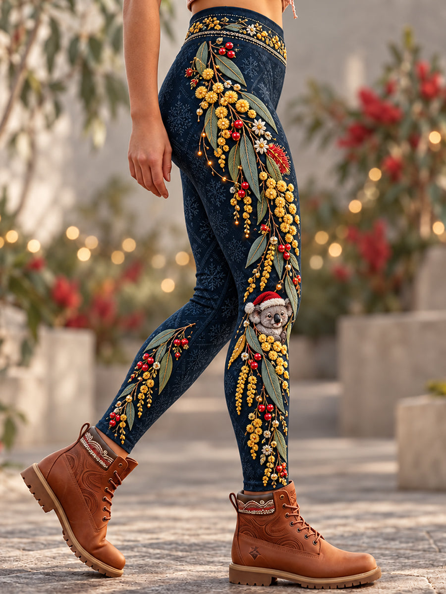 Women's Retro Australian Christmas Stretch Sports Leggings