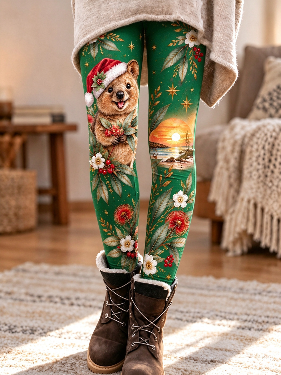 Women's Australian Christmas Printed Pants