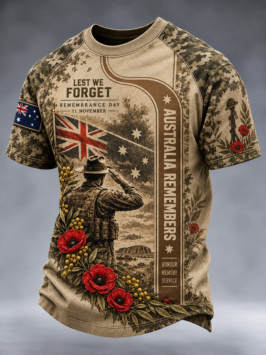 Men's Australian Veterans Remembrance Day Short Sleeve T-Shirt