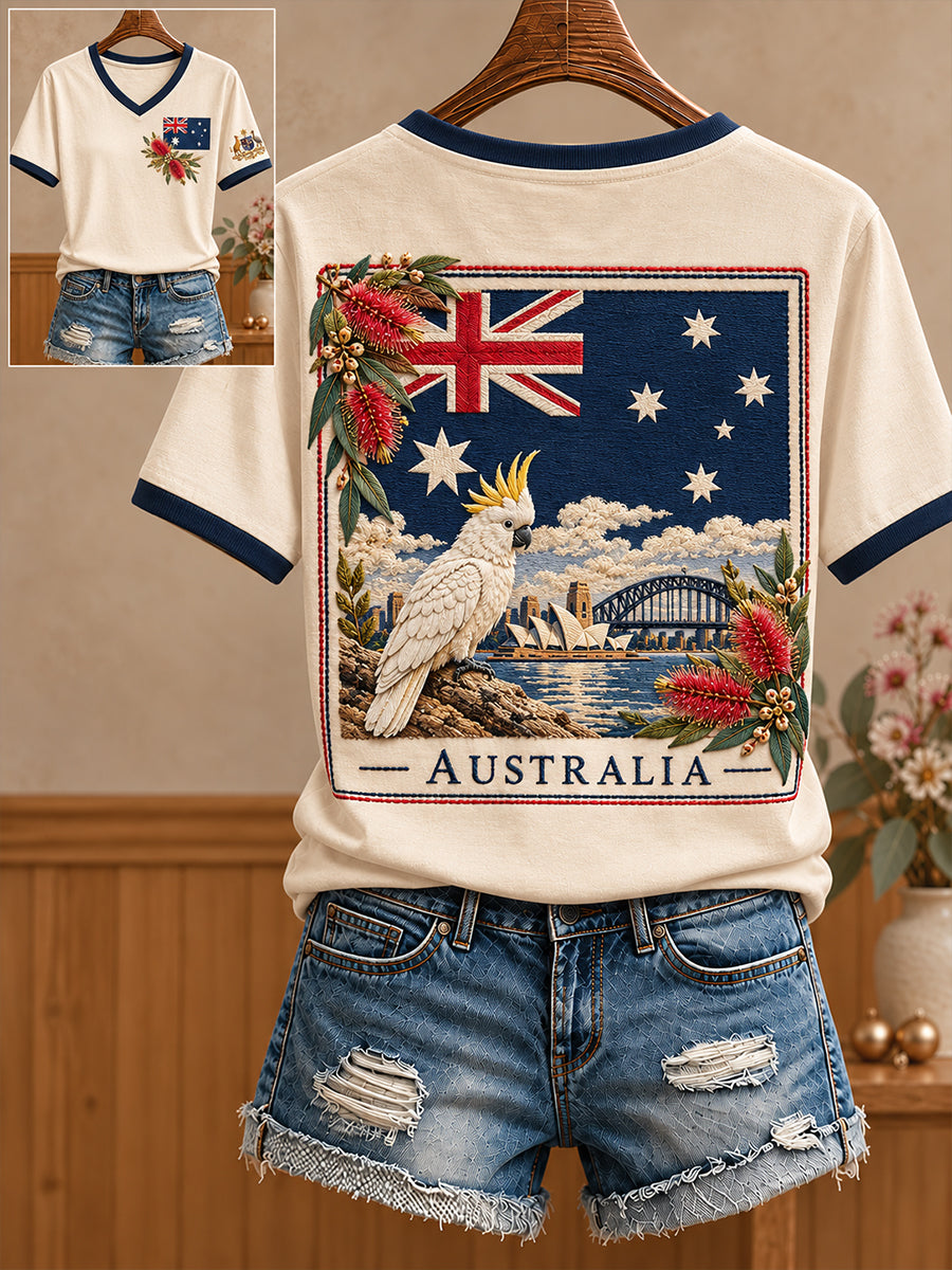 Women's Australia Day Proud Aussie Art Printed T-shirt