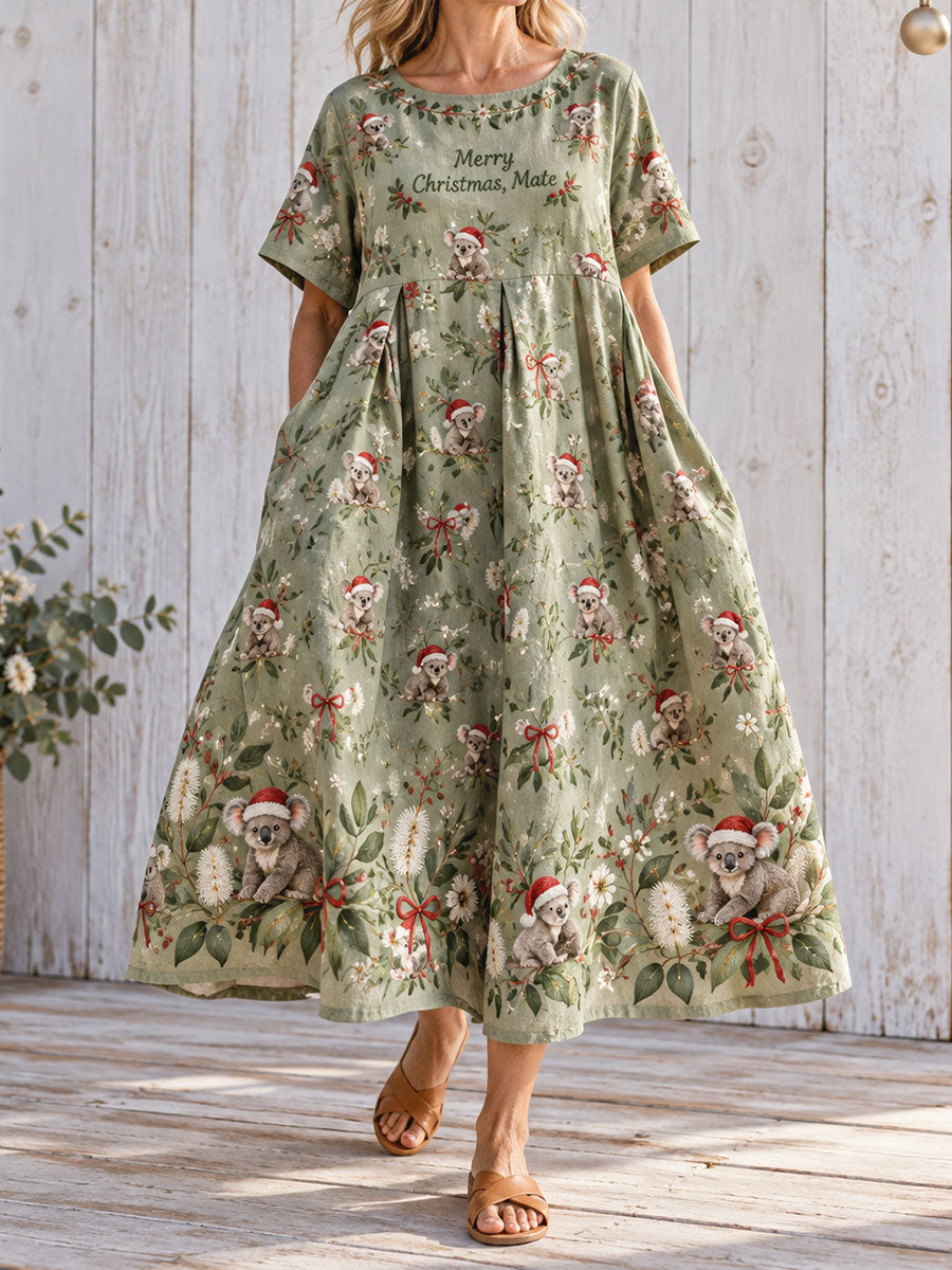 Women's AU Merry Christmas Mate Printed Dresses