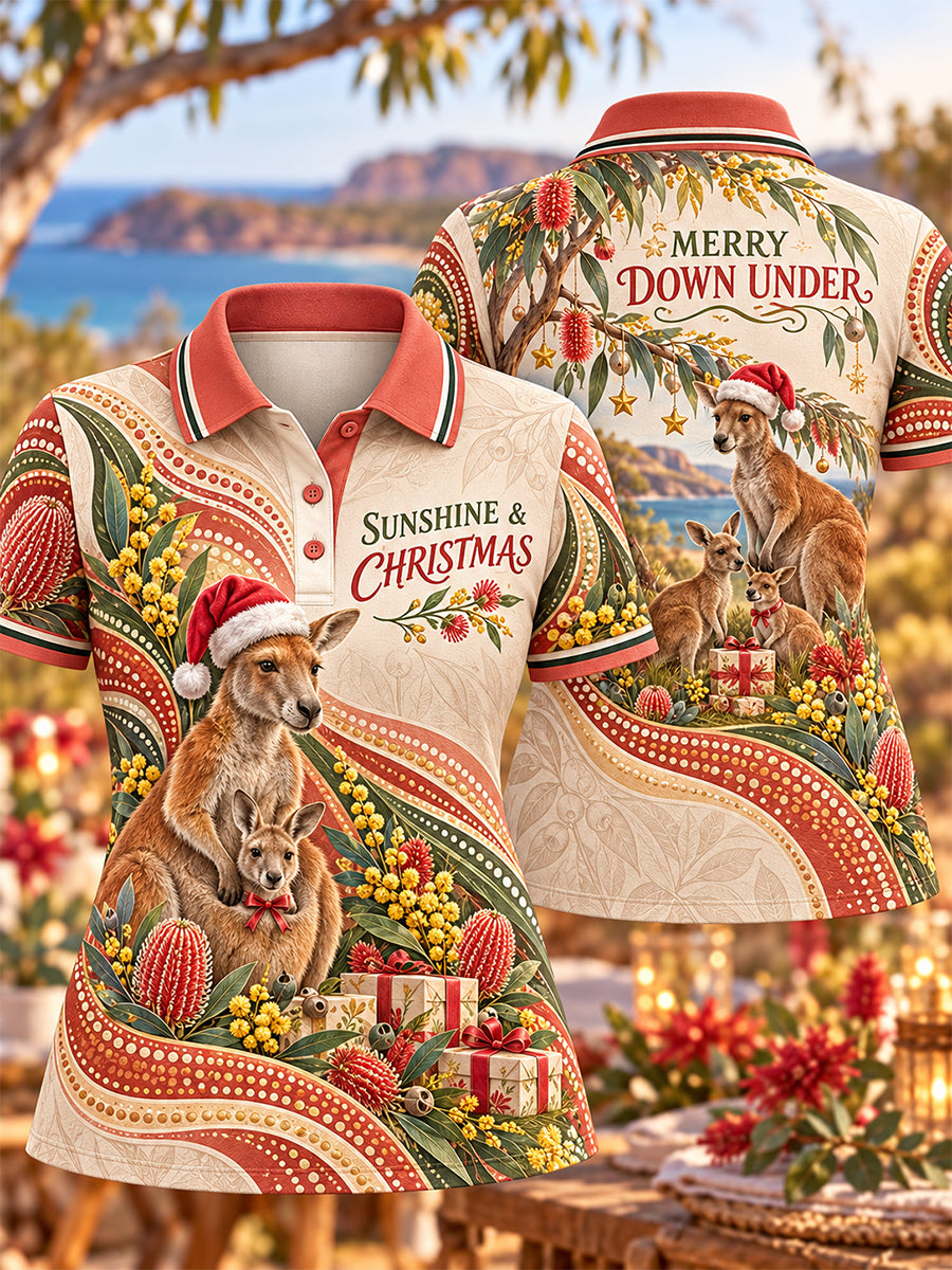Women's Retro Australian Christmas Polo Shirt
