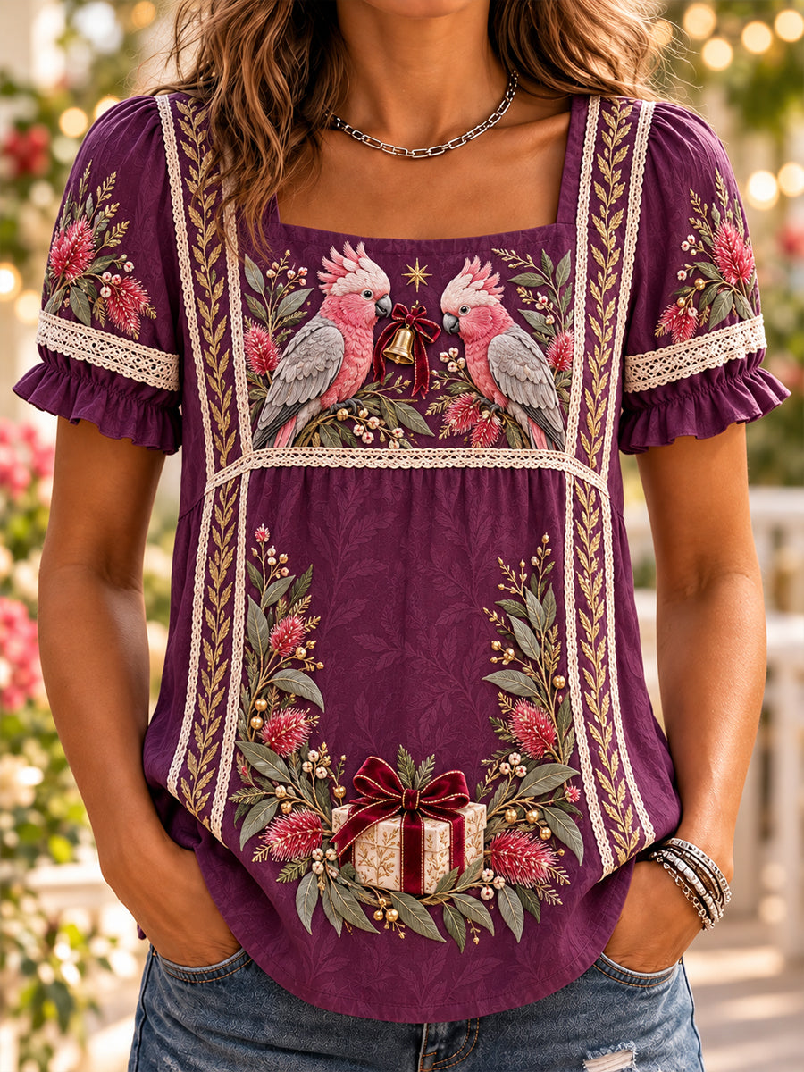 Women's Christmas In Australia Print Short-Sleeved T-Shirt