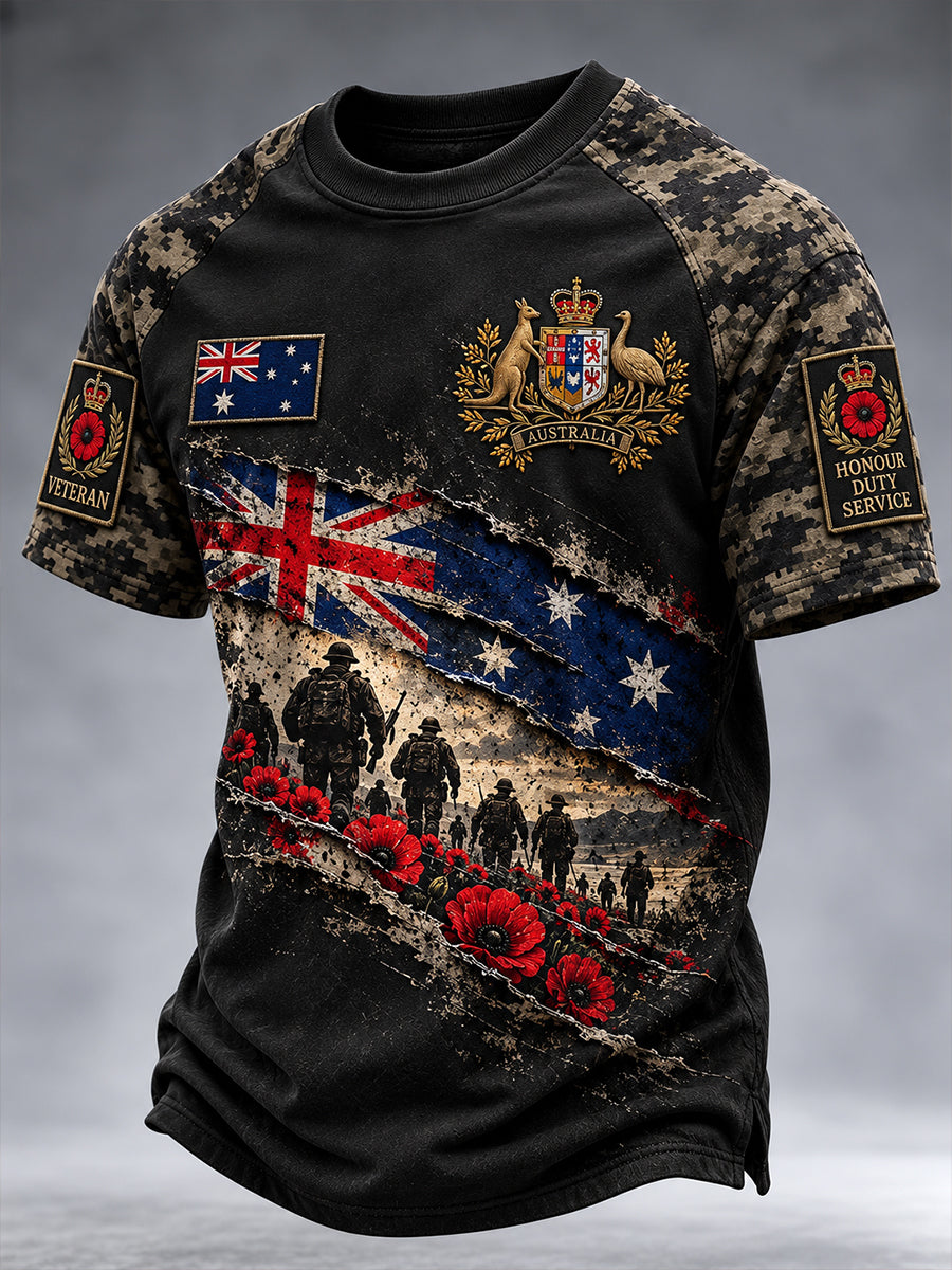 Men's Remembrance Day For Australian Veterans Short Sleeve T-Shirt