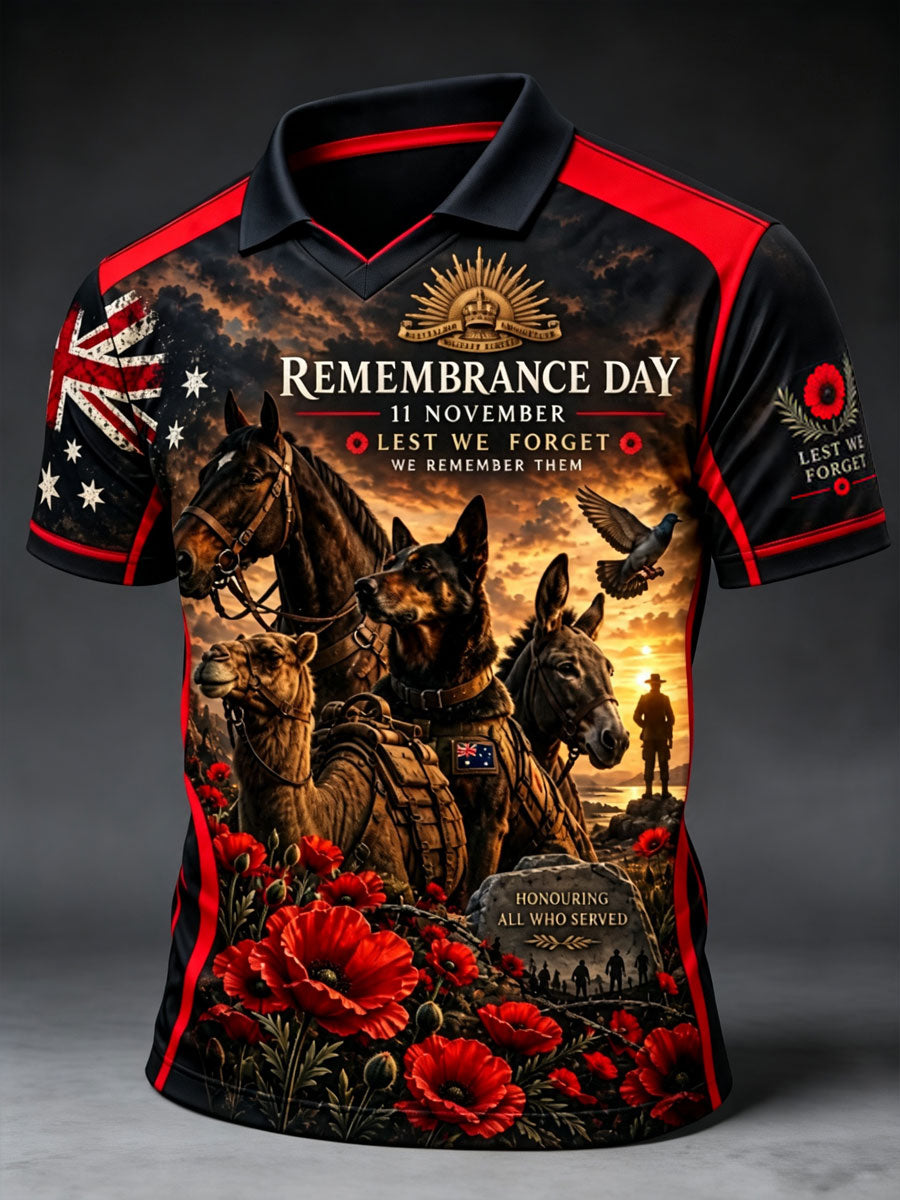 Men's Lest We Forget Australian Remembrance Day Print T-shirt