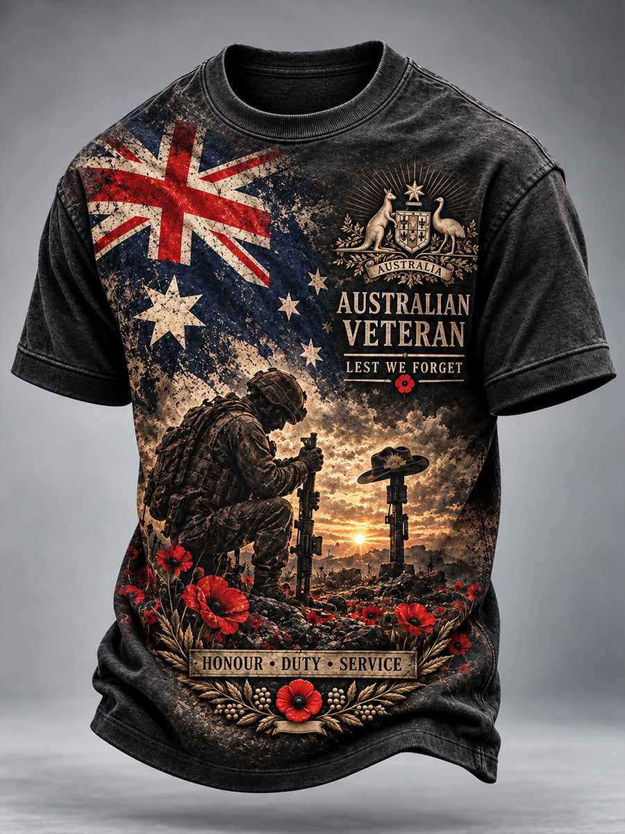 Men's Remembrance Day For Australian Veterans Short Sleeve T-Shirt