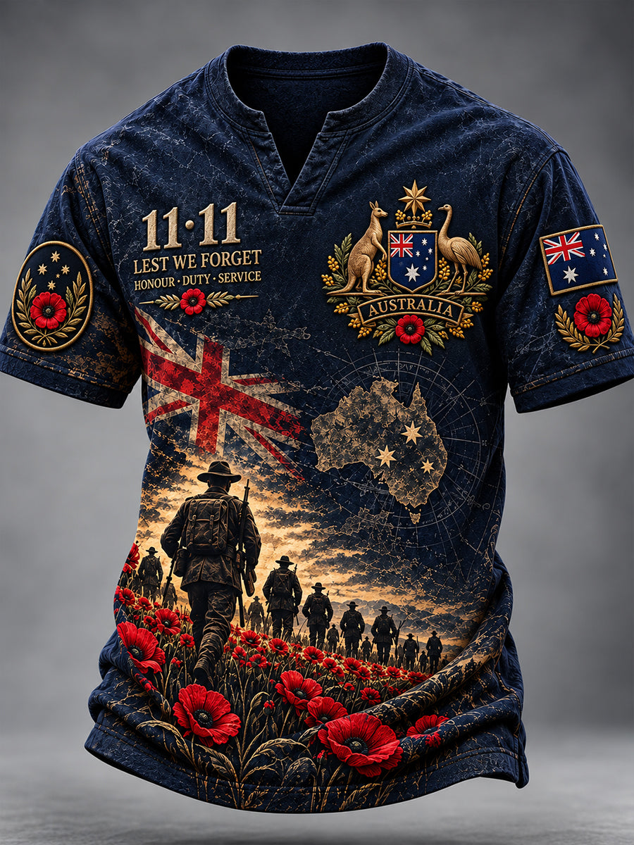 Men's Remembrance Day For Australian Veterans Short Sleeve T-Shirt