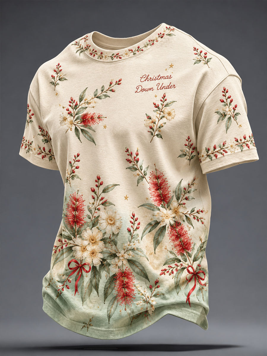Men's AU Merry Christmas Down Under Art Printed T-shirt