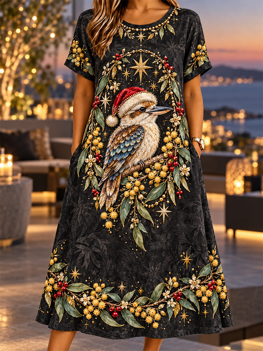 Women's Retro Australian Christmas Midi Dress