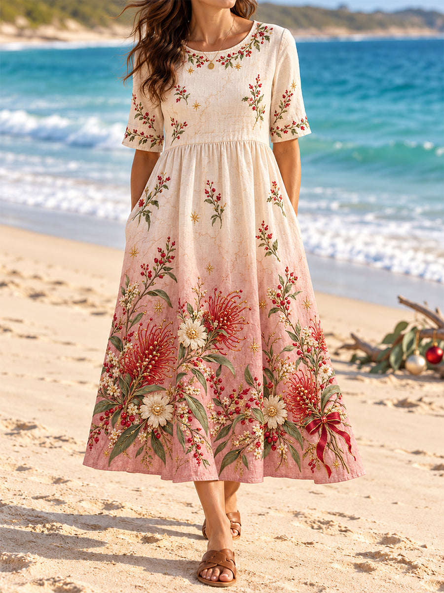 Women's AU Christmas Art Printed Dress