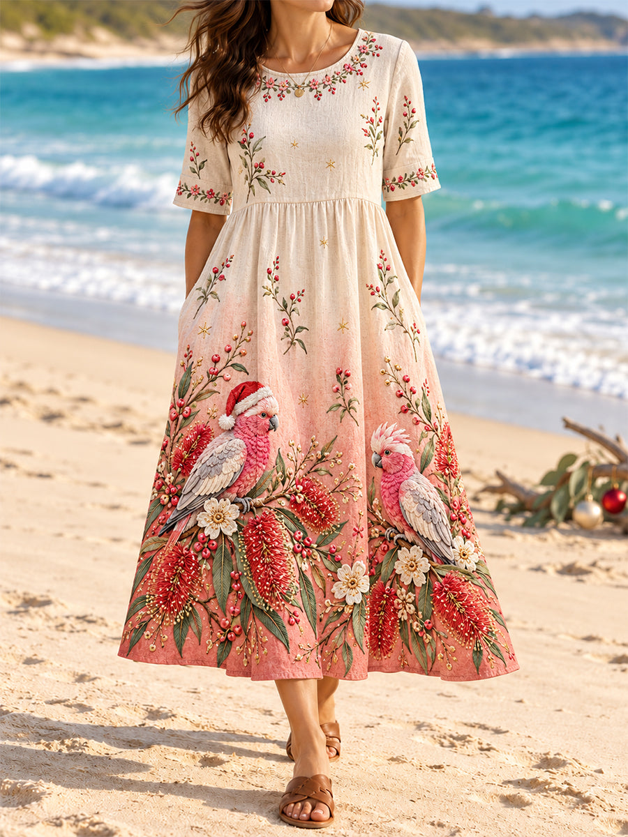 Women's AU Christmas Art Printed Dress