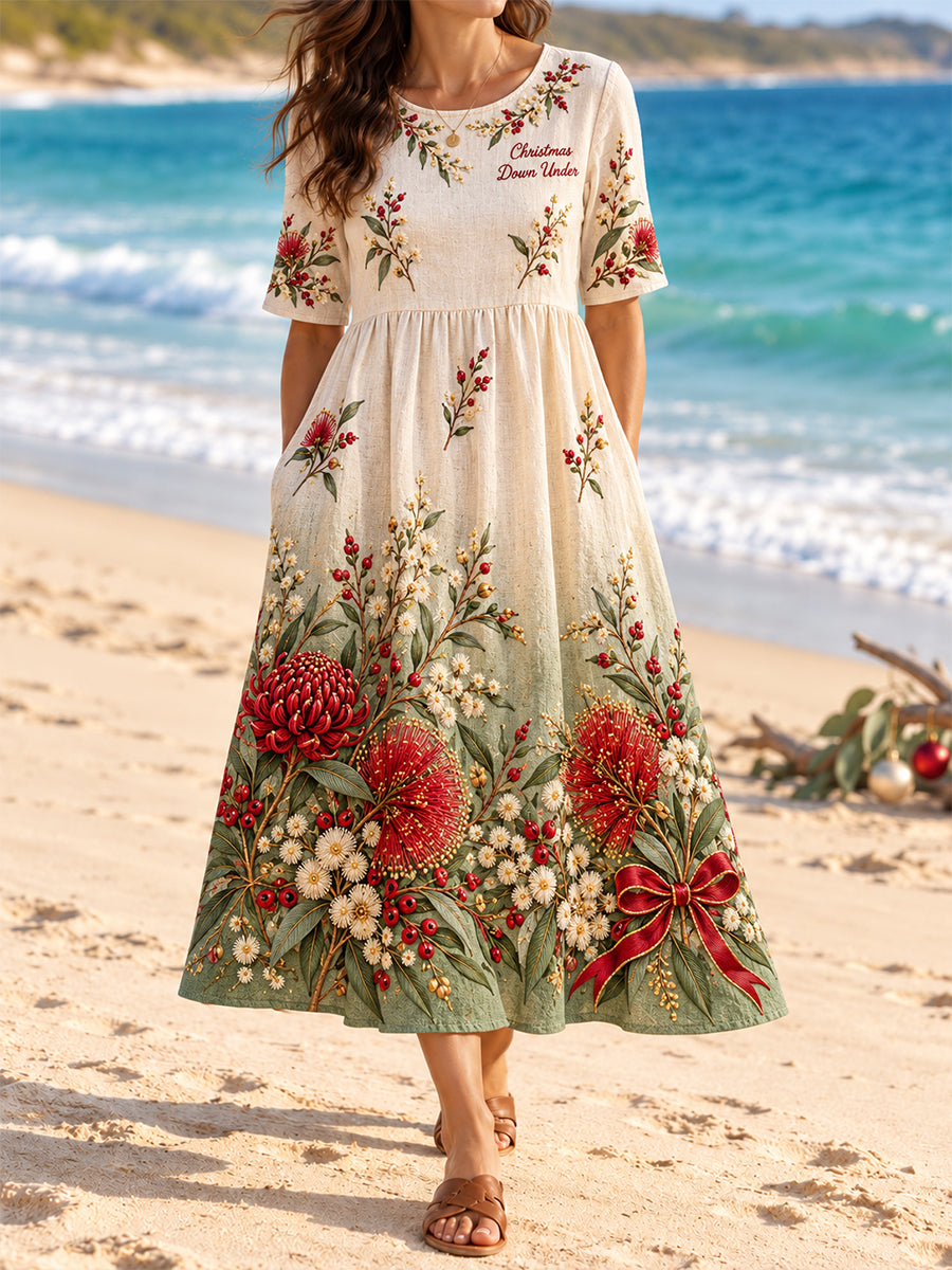Women's AU Christmas Art Printed Dress