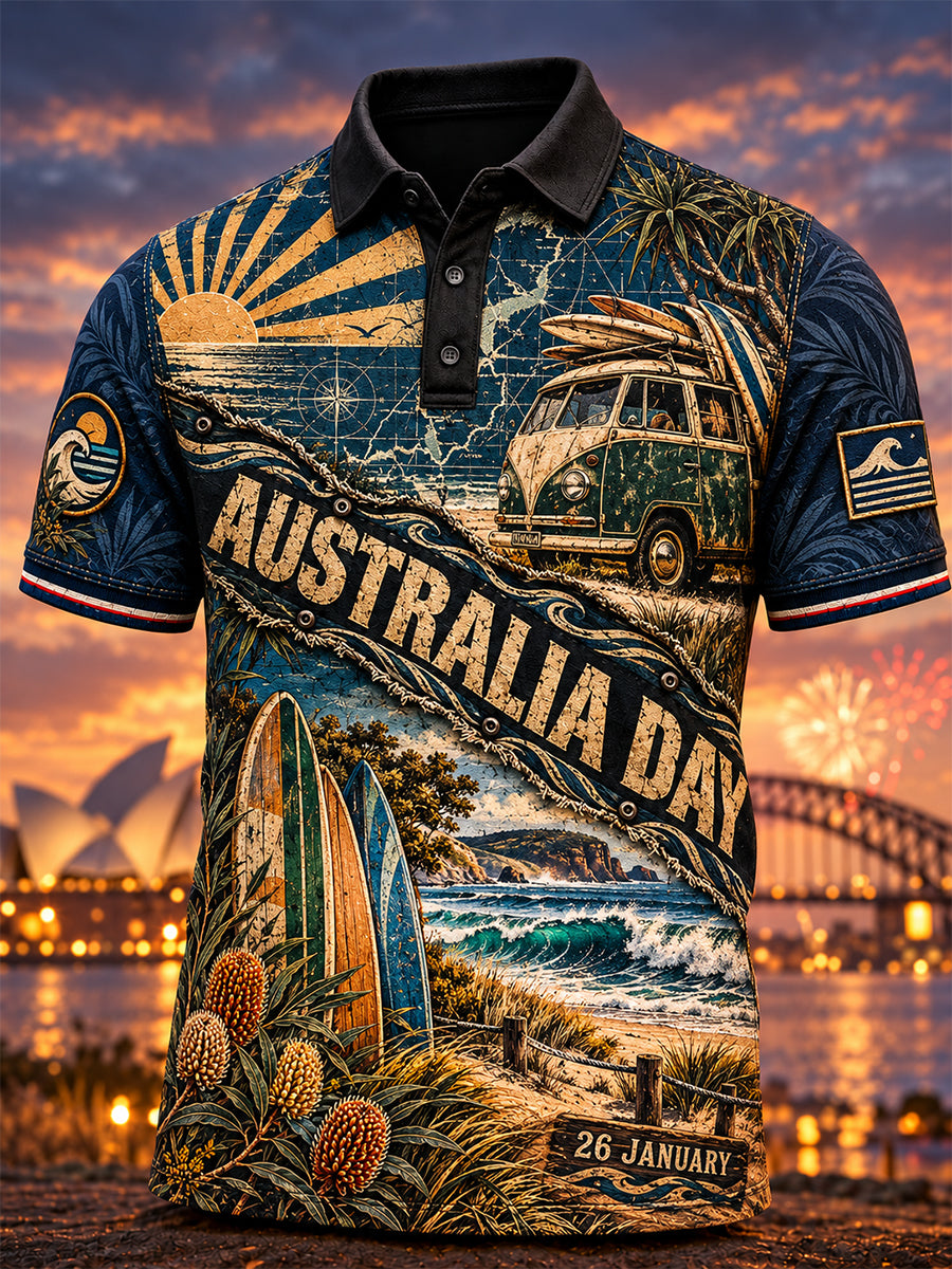 Men's Retro Australia Day Polo Shirt