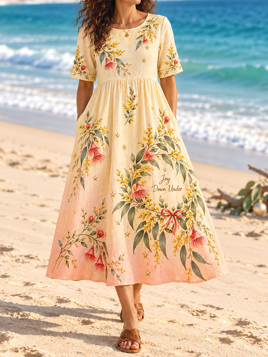 Women's AU Christmas Art Printed Dress