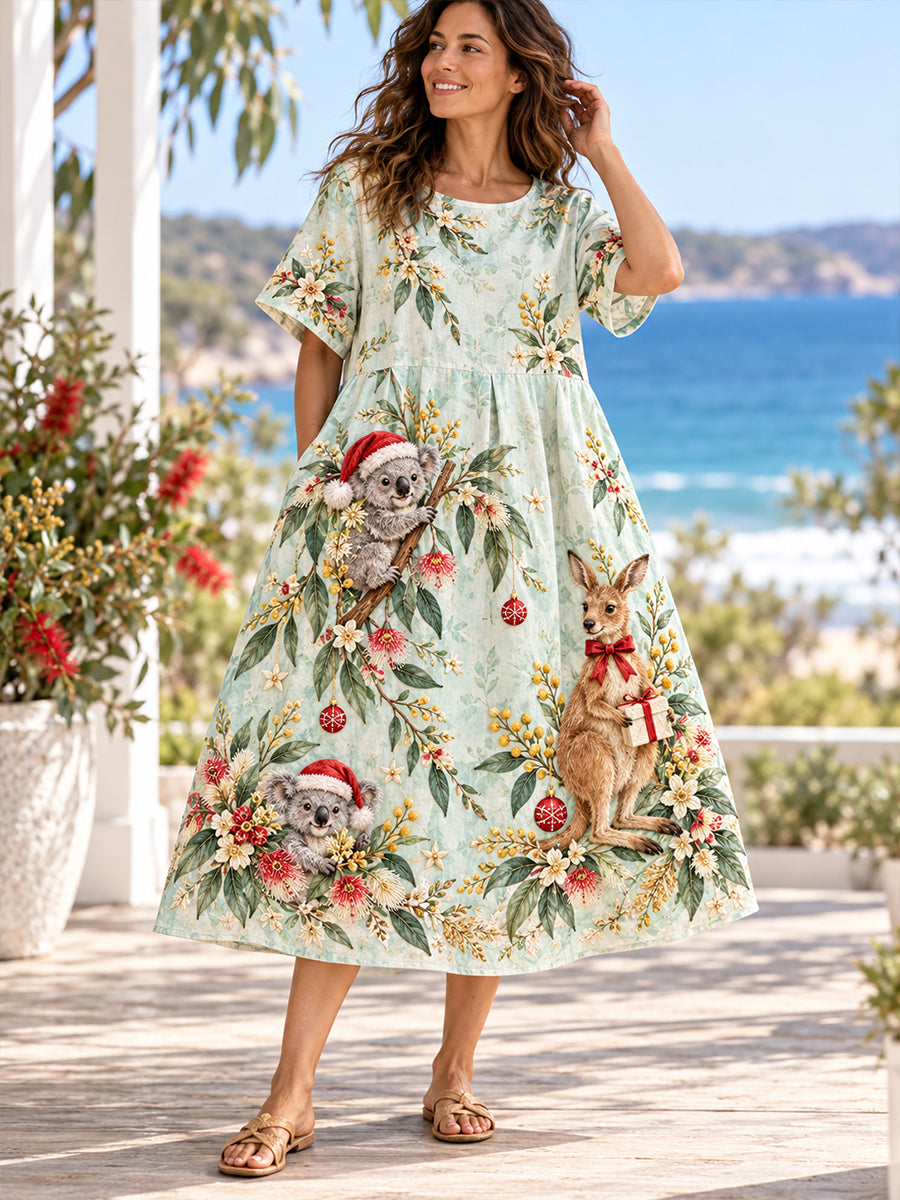 Women's Christmas In Australia Short Sleeve Dresses