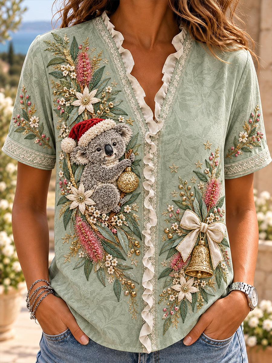 Women's Christmas In Australia Cotton-Linen Shirt