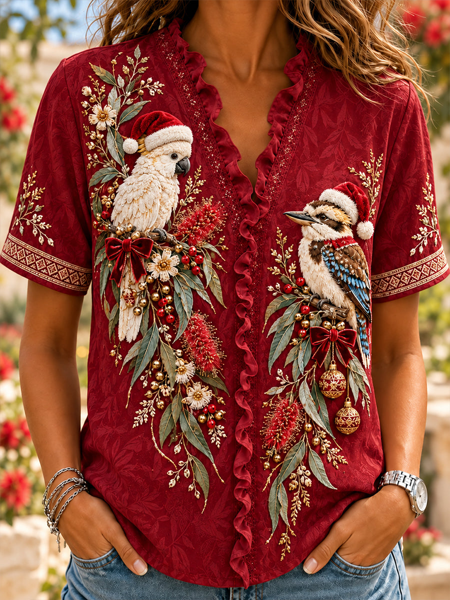 Women's Christmas In Australia Cotton-Linen Shirt