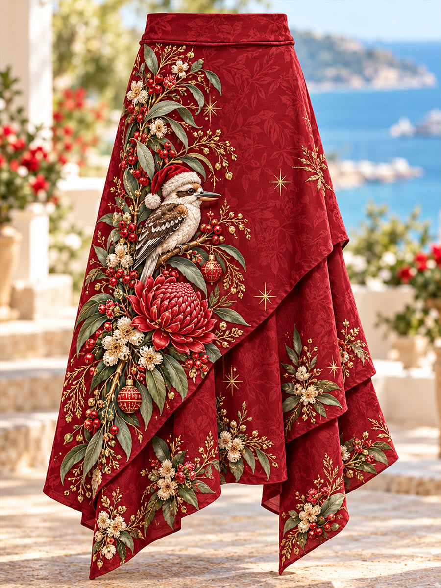 Women's Christmas In Art Printed Irregular Skirt