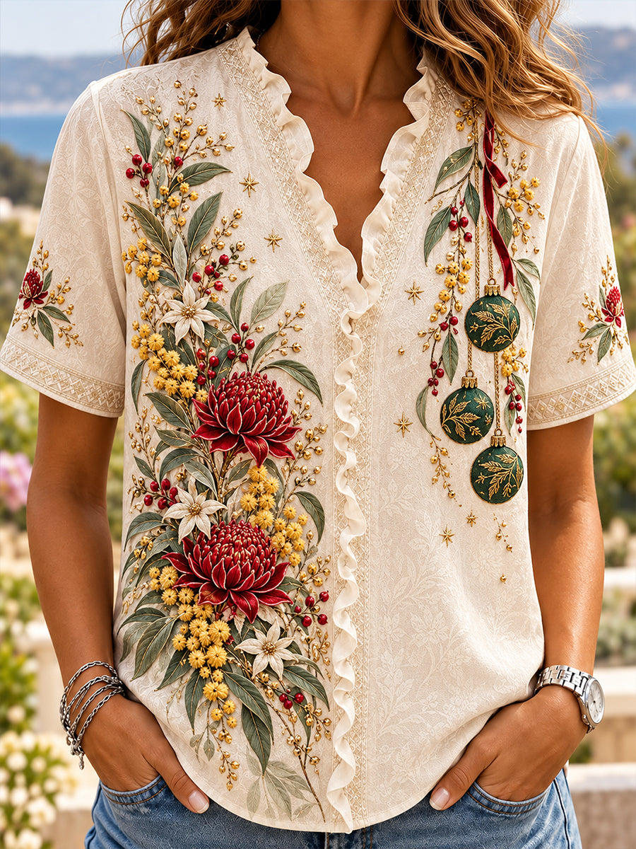 Women's Christmas In Australia Cotton-Linen Shirt