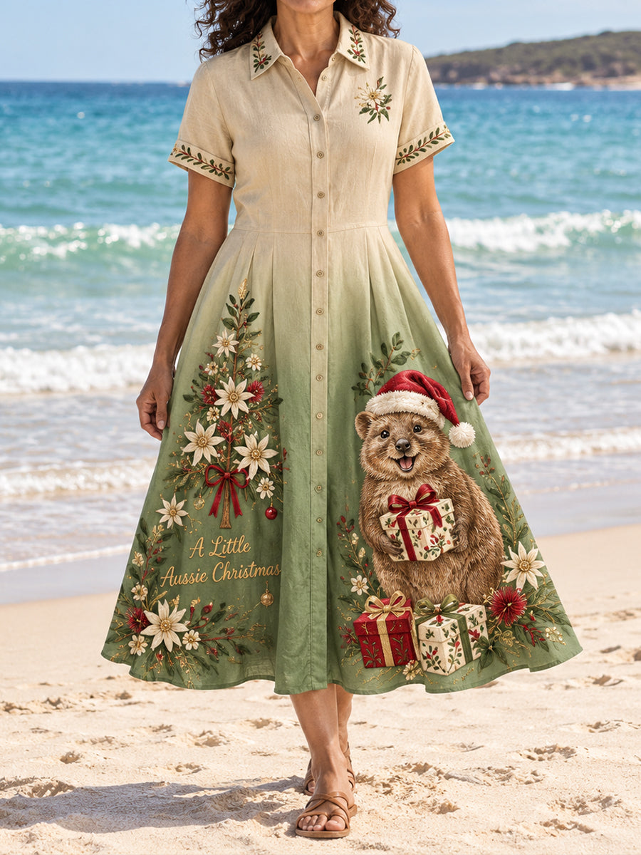 Women's Christmas Art Printed Dress