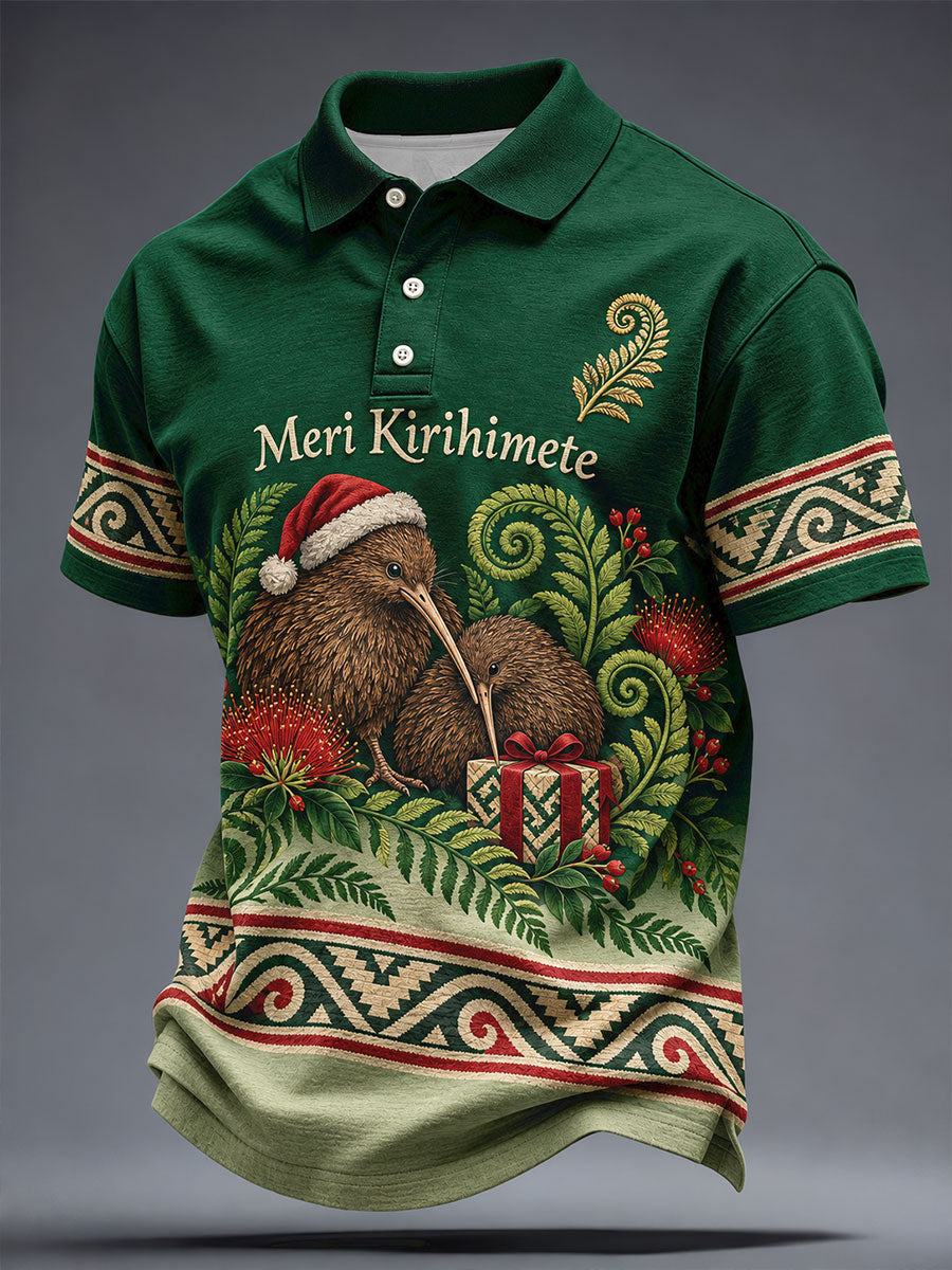 Men's NZ Maori Art Christmas Printed Casual Tops