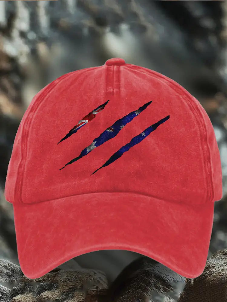 Unisex AU Flag Printed Hat Red / JM
