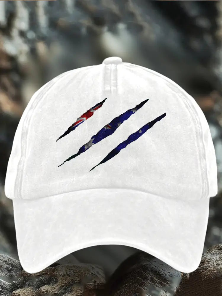 Unisex AU Flag Printed Hat White / JM