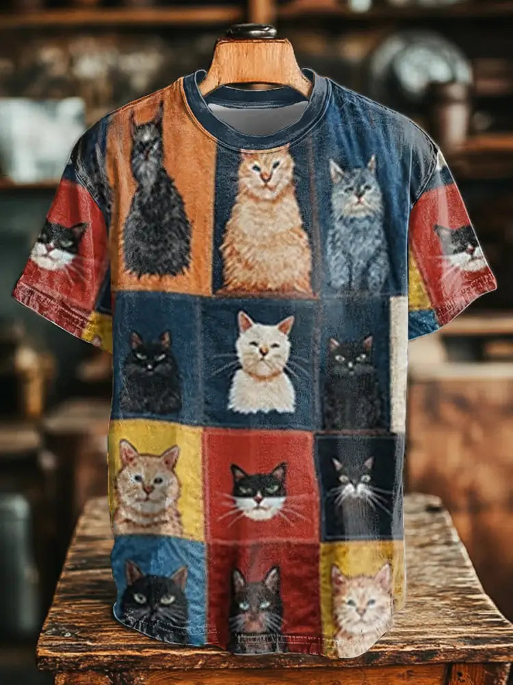 Unisex Cat Art Print T-Shirt As picture / S