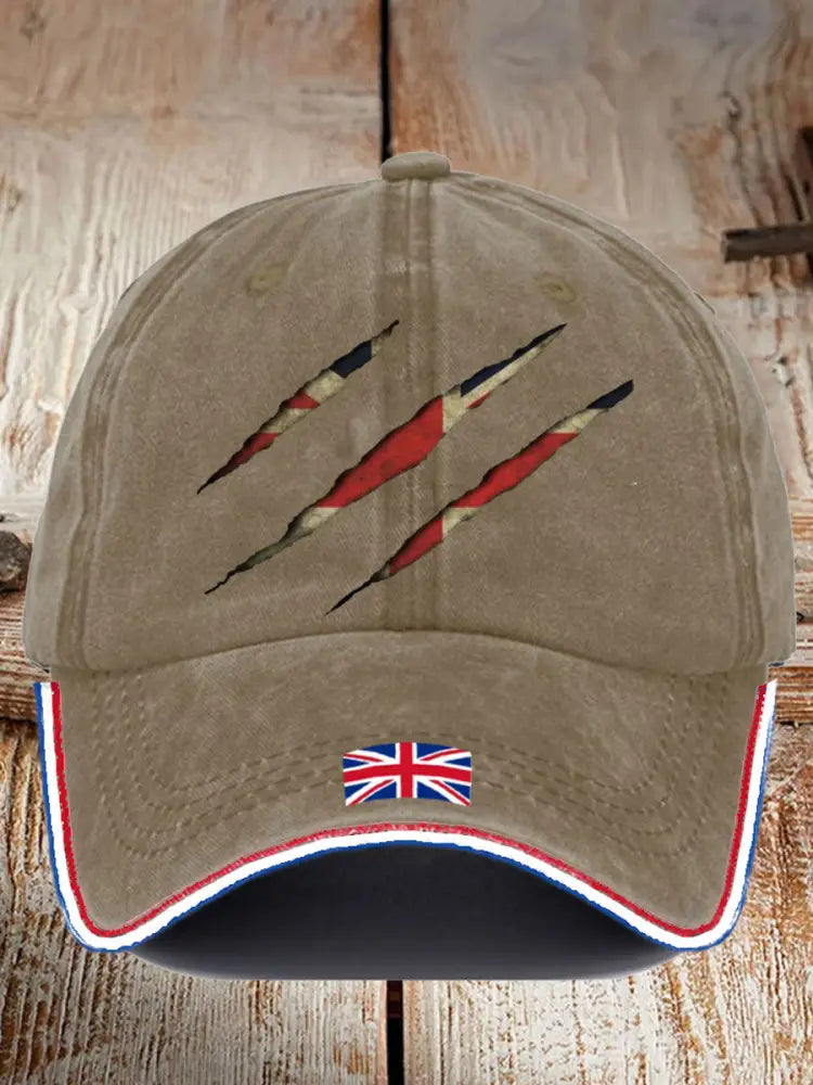 Unisex UK Flag Printed Hat Khaki / JM