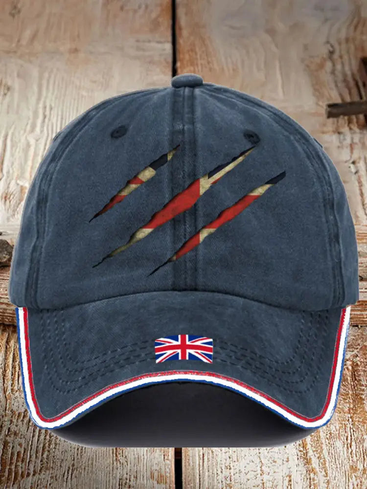 Unisex UK Flag Printed Hat Navy Blue / JM