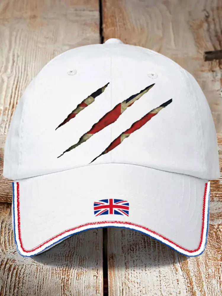 Unisex UK Flag Printed Hat White / JM