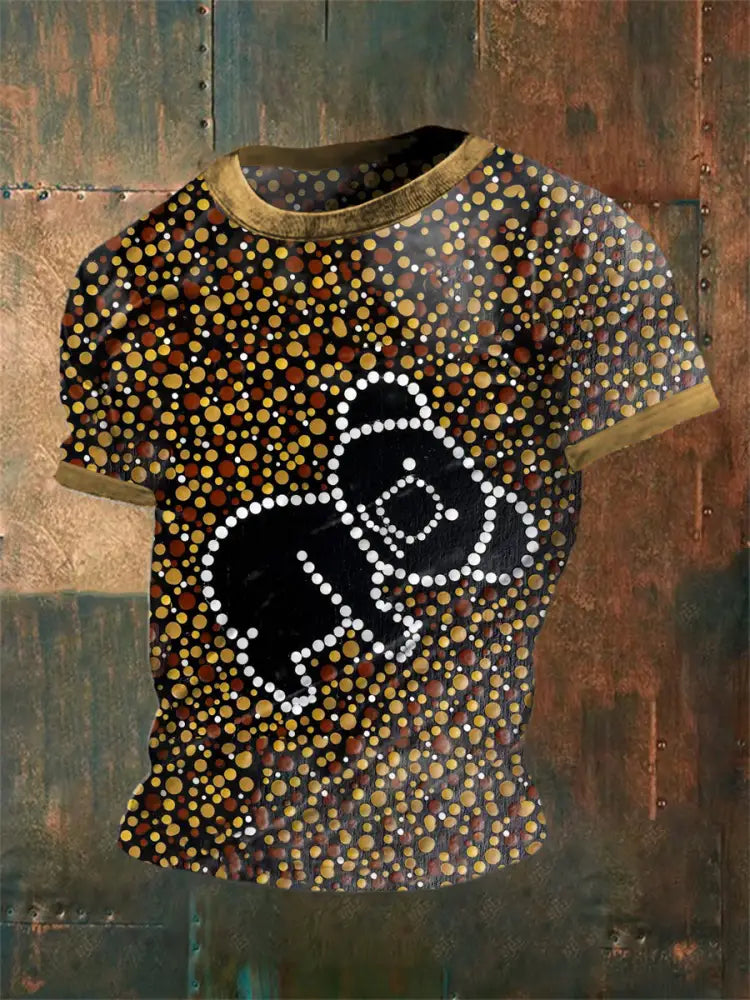 Vintage Australian Aboriginal Inspired Dot Art Koala Abstract Print Casual Cotton Short Sleeve T-Shirt As picture / S