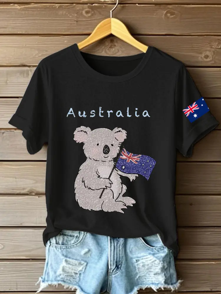 Women’s Australia Patriotic Printed T-Shirt Black / S