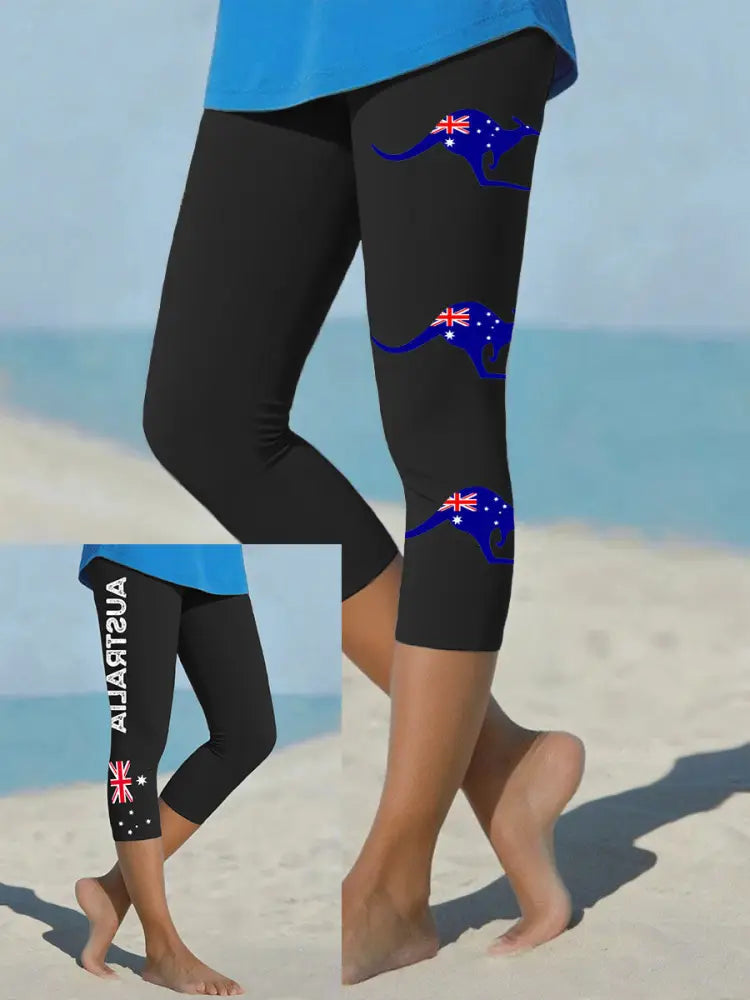 Women’s Australia Patriotic Printed Yoga Leggings Black / S