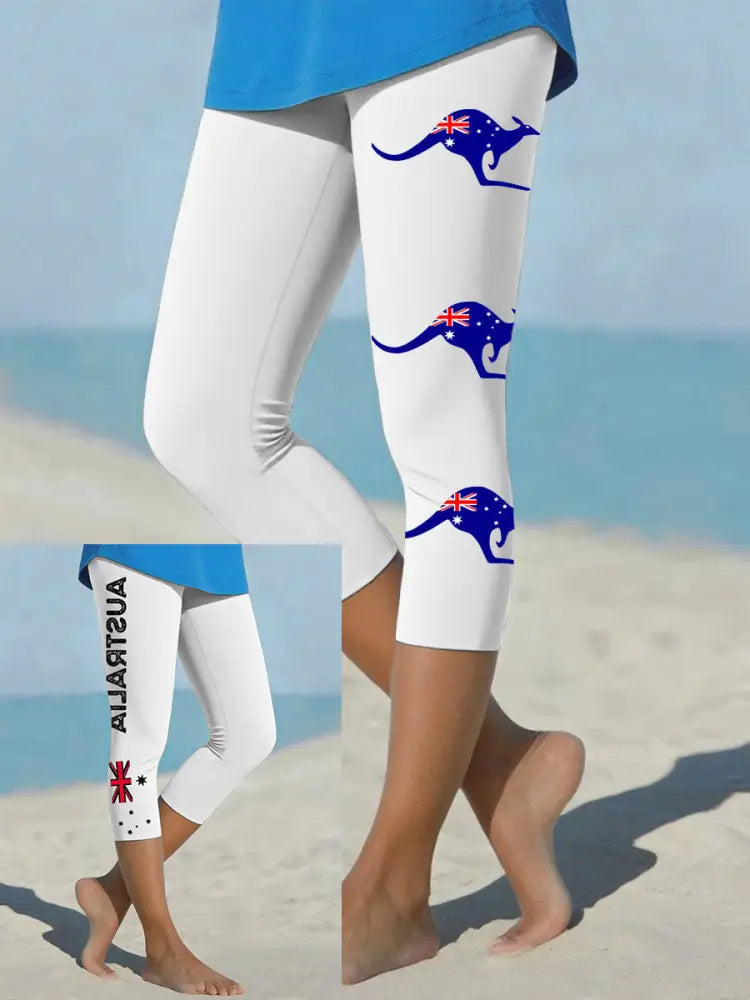 Women’s Australia Patriotic Printed Yoga Leggings White / S