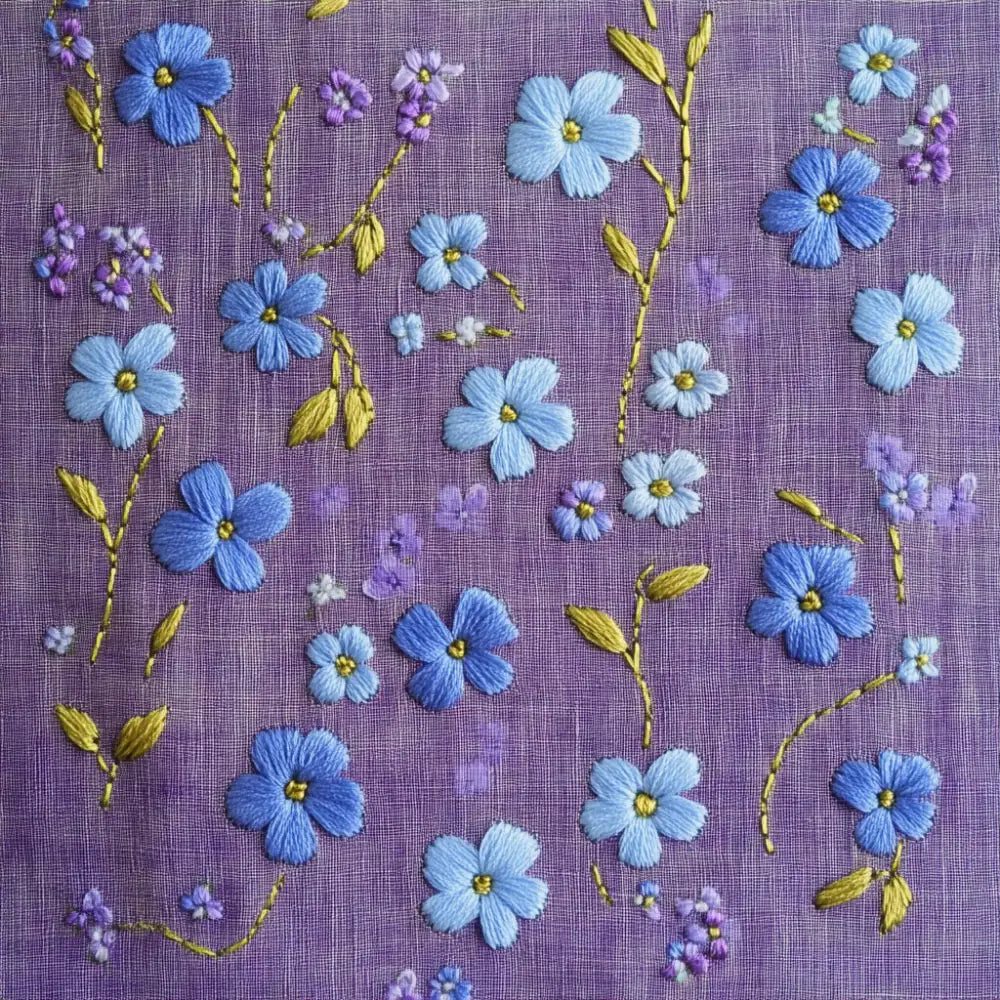 Women’s Purple Forget Me Not Print Long Sleeve Shirt