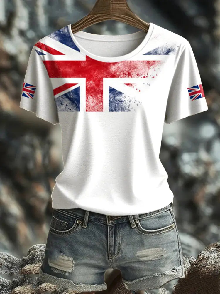 Women’s UK Flag Printed T-shirt White / S