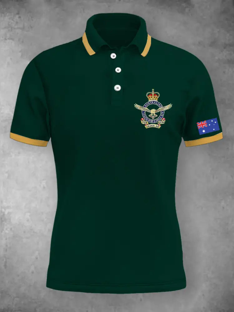 Women’s Vintage Australian Patriotic Flag Emblem Printed Casual Cotton Short Sleeve Polo Shirt Green / S
