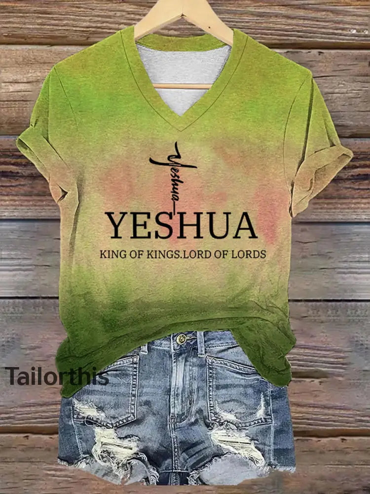Women’s Yeshua King of Kings Lord of Lords Printed T-shirt Yellow / S