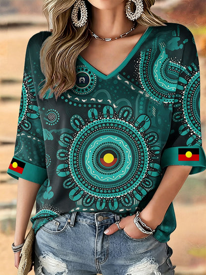 Women's AU Aboriginal Art NAIDOC Week 50 Years of Deadly Printed T-shirt