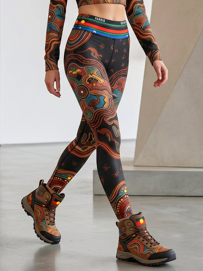 Women's AU Aboriginal Art NAIDOC Week Printed Sports Stretch Leggings