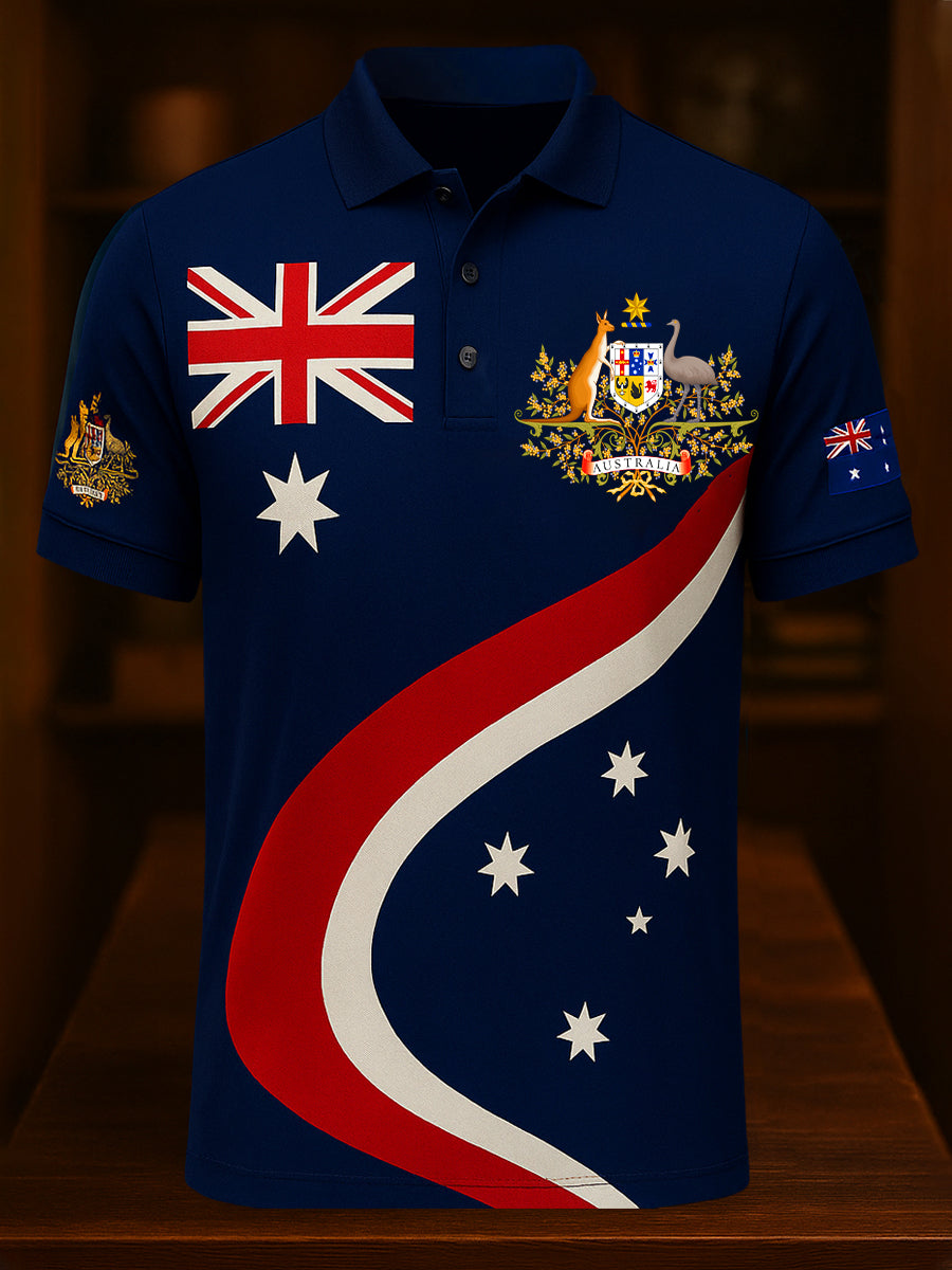 Men's Vintage Australian Holiday Smart Casual Polo Shirt