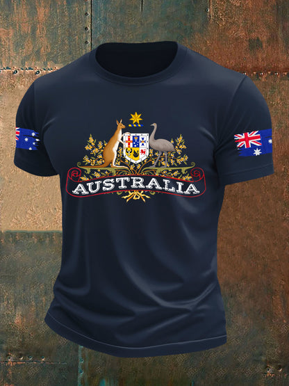 Men's Australian Flag Print Casual Short Sleeve T-Shirt