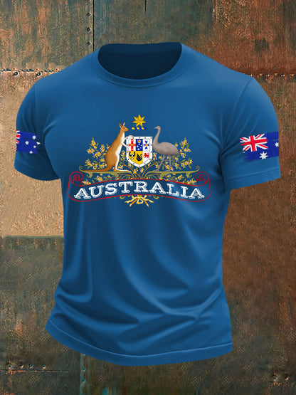 Men's Australian Flag Print Casual Short Sleeve T-Shirt