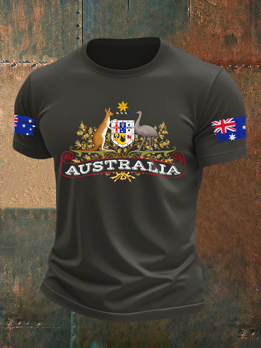 Men's Australian Flag Print Casual Short Sleeve T-Shirt