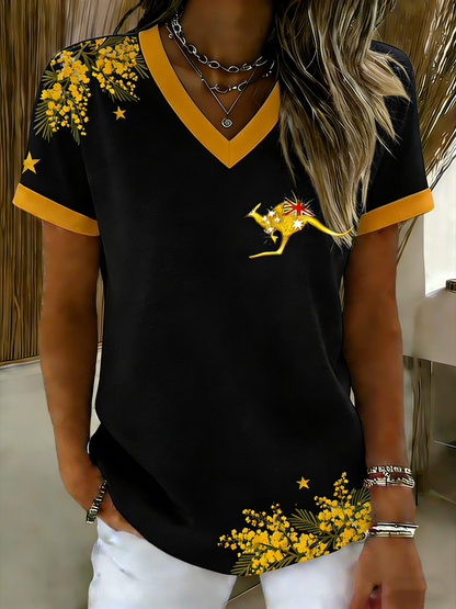 Women's   Vintage Australian Holiday  Casual V-neck Short sleeves T-Shirt
