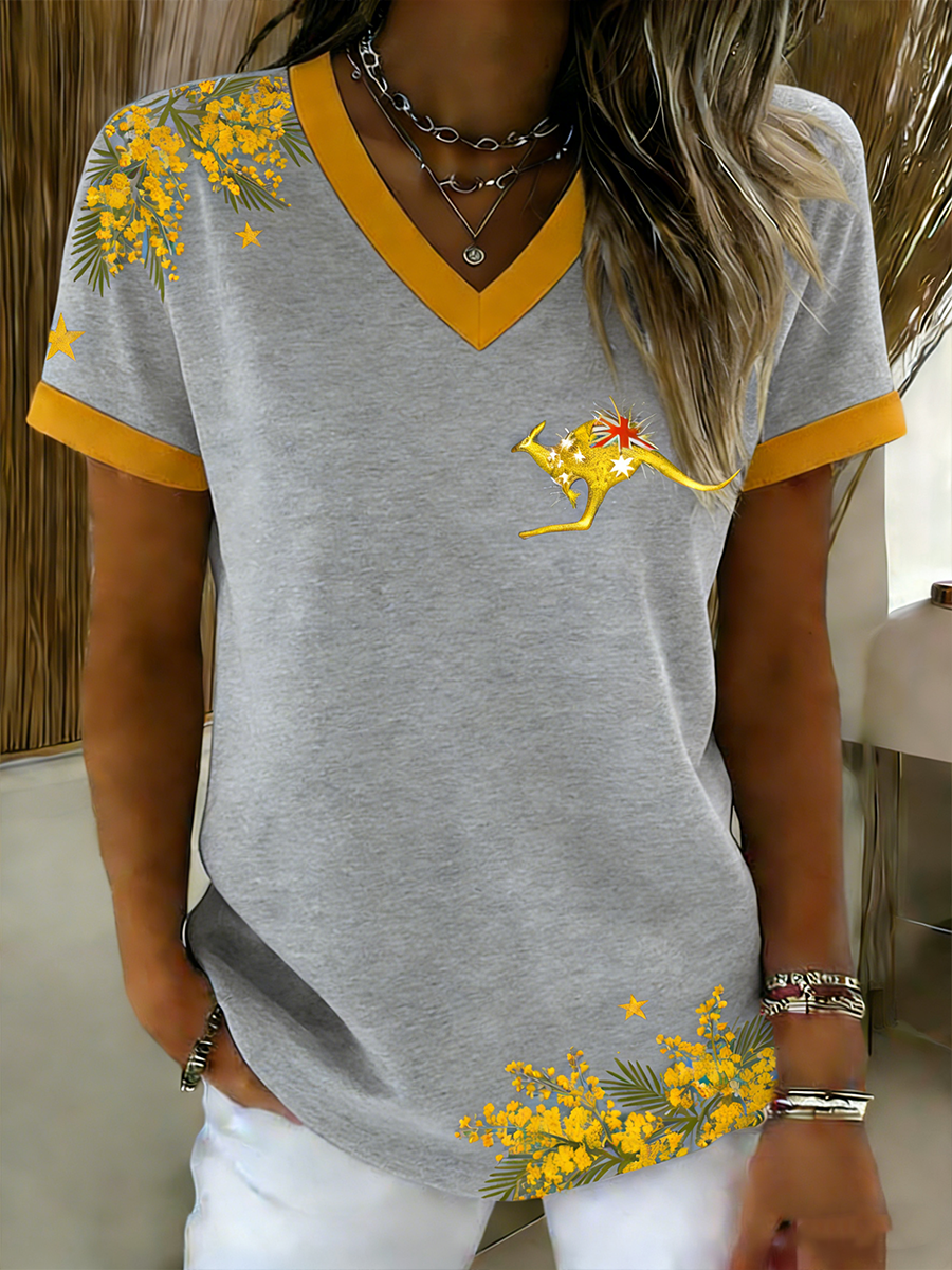 Women's   Vintage Australian Holiday  Casual V-neck Short sleeves T-Shirt