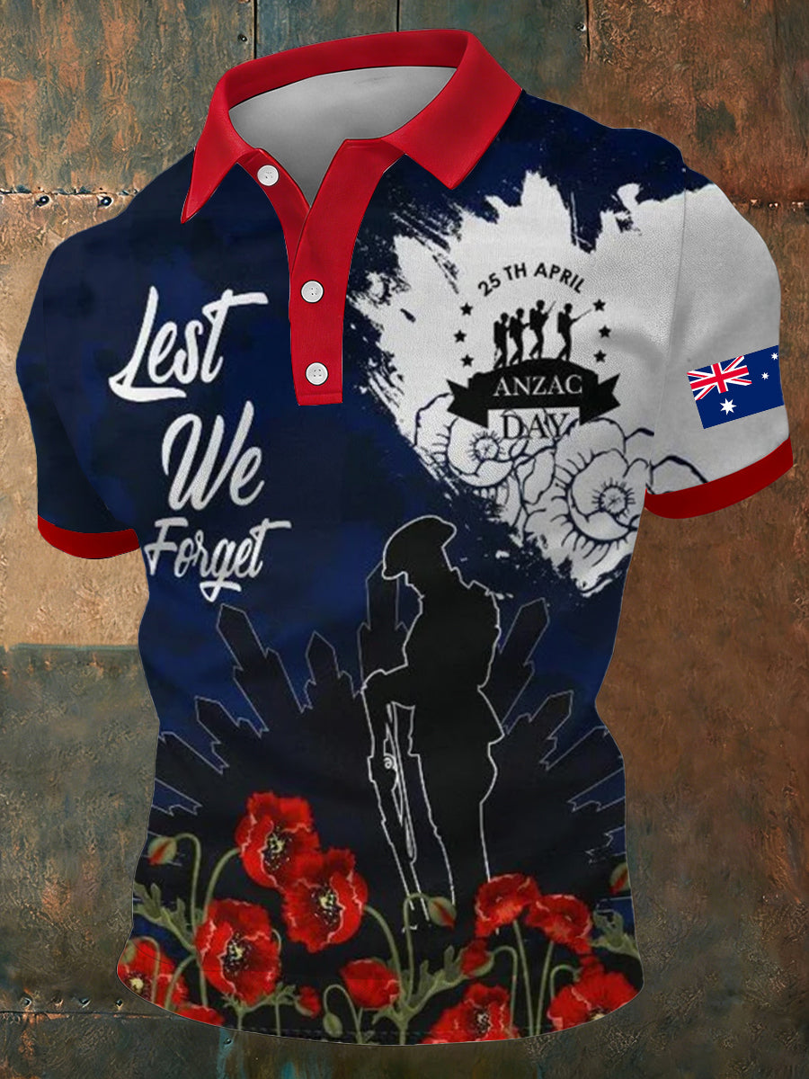Men's Australia Anzac Day Lest We Forget Short Sleeve Top