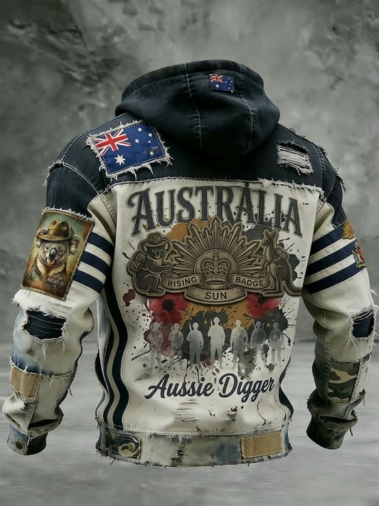 Men's  Australia Anzac Day Lest We Forget  Long-Sleeve Hooded Sweatshirt